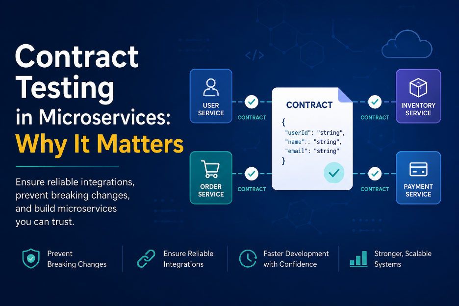 Diagram of contract testing in microservices showing API communication between consumer and provider services.